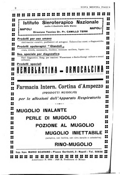 Nuova medicina italica rivista di medicina, scienze affini e problemi professionali