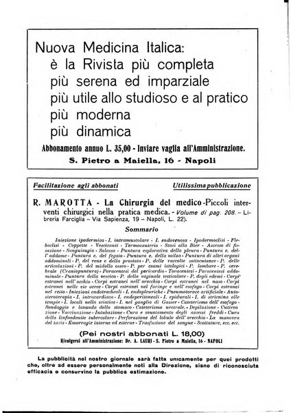 Nuova medicina italica rivista di medicina, scienze affini e problemi professionali