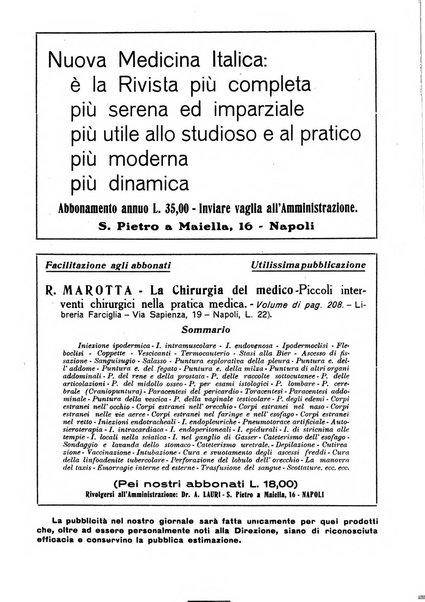 Nuova medicina italica rivista di medicina, scienze affini e problemi professionali