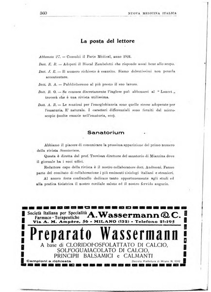 Nuova medicina italica rivista di medicina, scienze affini e problemi professionali