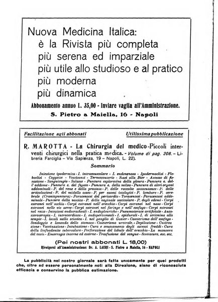 Nuova medicina italica rivista di medicina, scienze affini e problemi professionali