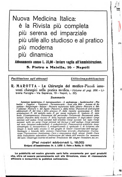 Nuova medicina italica rivista di medicina, scienze affini e problemi professionali