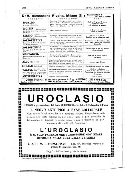 Nuova medicina italica rivista di medicina, scienze affini e problemi professionali