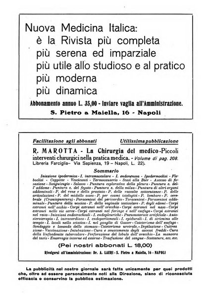 Nuova medicina italica rivista di medicina, scienze affini e problemi professionali