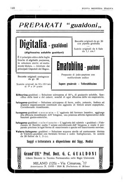 Nuova medicina italica rivista di medicina, scienze affini e problemi professionali