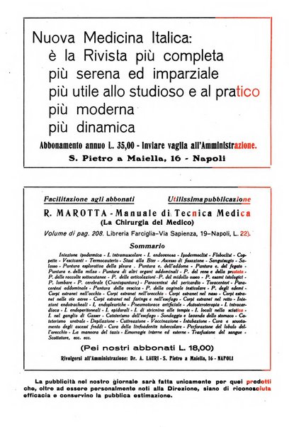 Nuova medicina italica rivista di medicina, scienze affini e problemi professionali