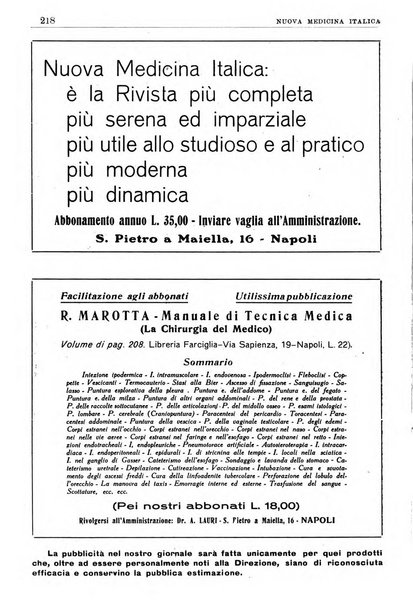 Nuova medicina italica rivista di medicina, scienze affini e problemi professionali