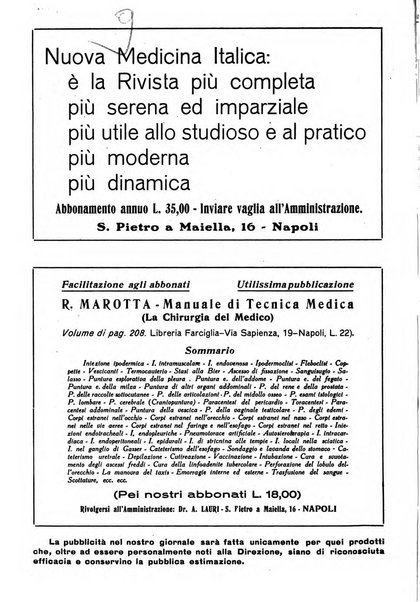 Nuova medicina italica rivista di medicina, scienze affini e problemi professionali