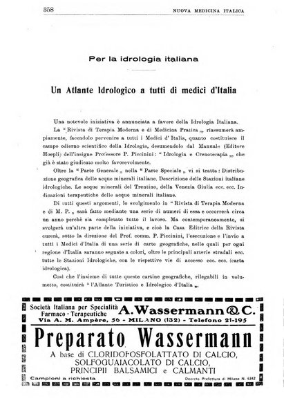 Nuova medicina italica rivista di medicina, scienze affini e problemi professionali