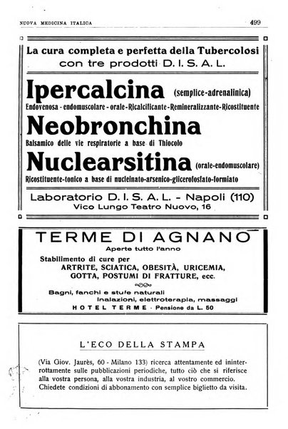 Nuova medicina italica rivista di medicina, scienze affini e problemi professionali