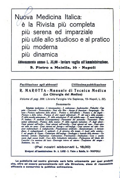 Nuova medicina italica rivista di medicina, scienze affini e problemi professionali