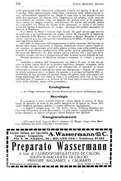 Nuova medicina italica rivista di medicina, scienze affini e problemi professionali