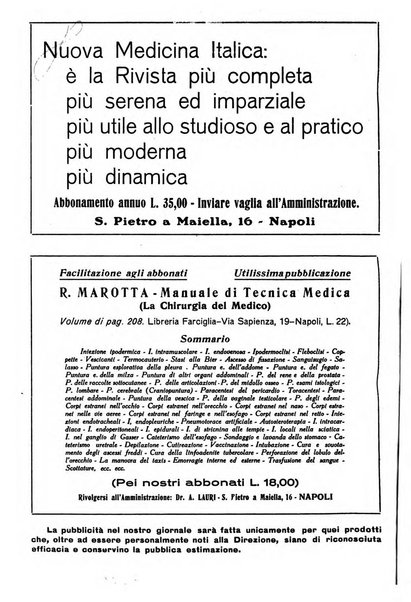 Nuova medicina italica rivista di medicina, scienze affini e problemi professionali