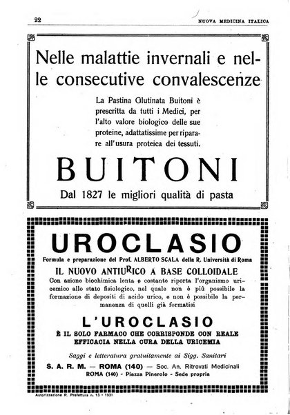 Nuova medicina italica rivista di medicina, scienze affini e problemi professionali