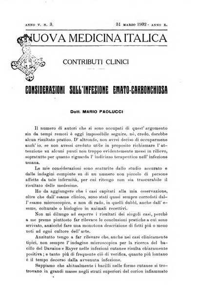 Nuova medicina italica rivista di medicina, scienze affini e problemi professionali