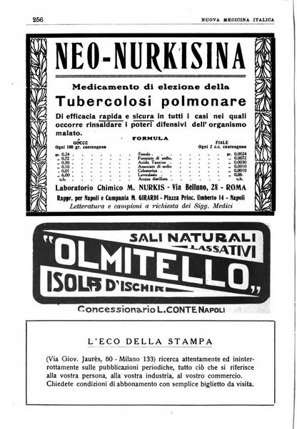 Nuova medicina italica rivista di medicina, scienze affini e problemi professionali