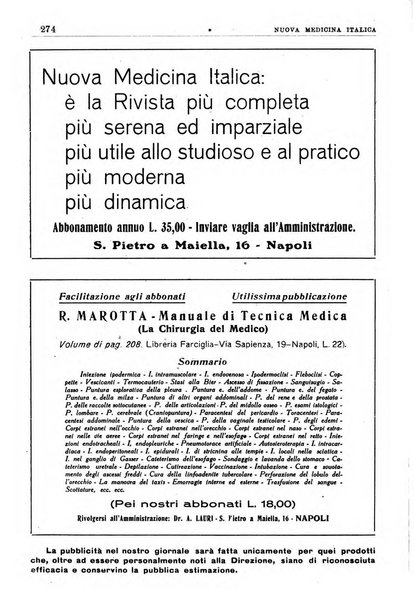 Nuova medicina italica rivista di medicina, scienze affini e problemi professionali