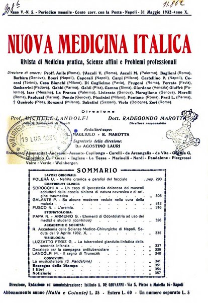 Nuova medicina italica rivista di medicina, scienze affini e problemi professionali