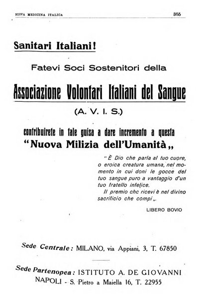 Nuova medicina italica rivista di medicina, scienze affini e problemi professionali