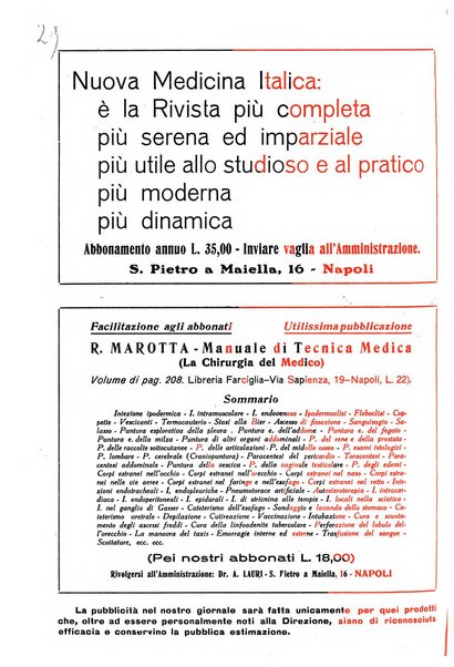 Nuova medicina italica rivista di medicina, scienze affini e problemi professionali