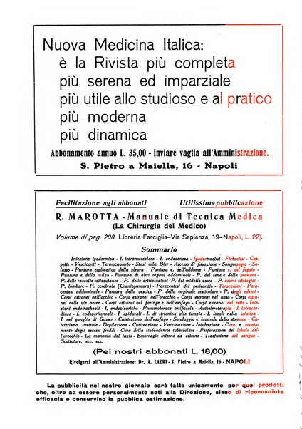 Nuova medicina italica rivista di medicina, scienze affini e problemi professionali