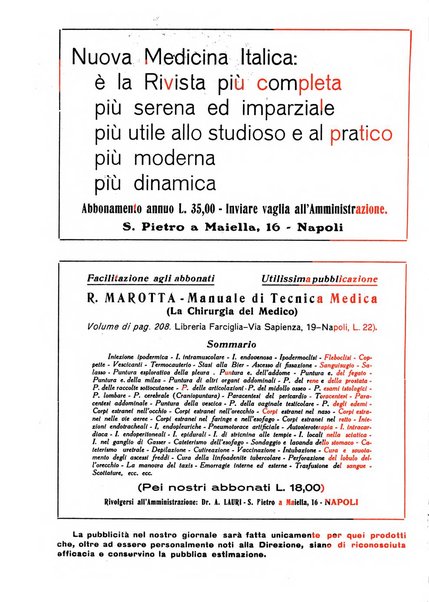 Nuova medicina italica rivista di medicina, scienze affini e problemi professionali