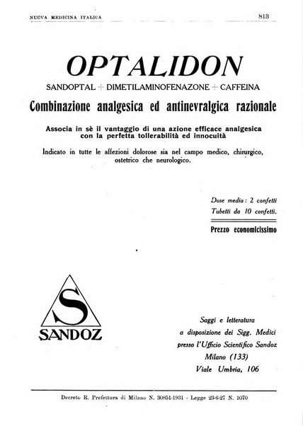 Nuova medicina italica rivista di medicina, scienze affini e problemi professionali