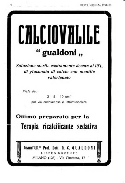 Nuova medicina italica rivista di medicina, scienze affini e problemi professionali