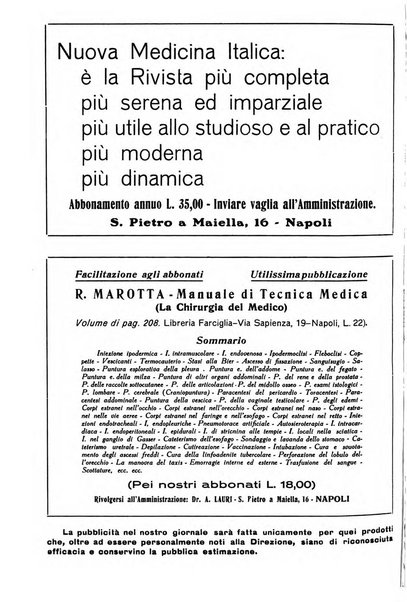 Nuova medicina italica rivista di medicina, scienze affini e problemi professionali