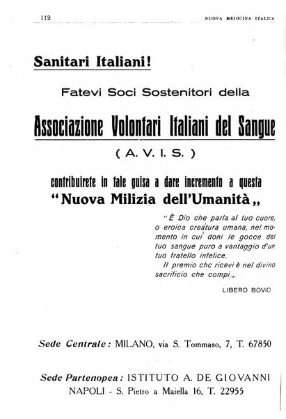 Nuova medicina italica rivista di medicina, scienze affini e problemi professionali