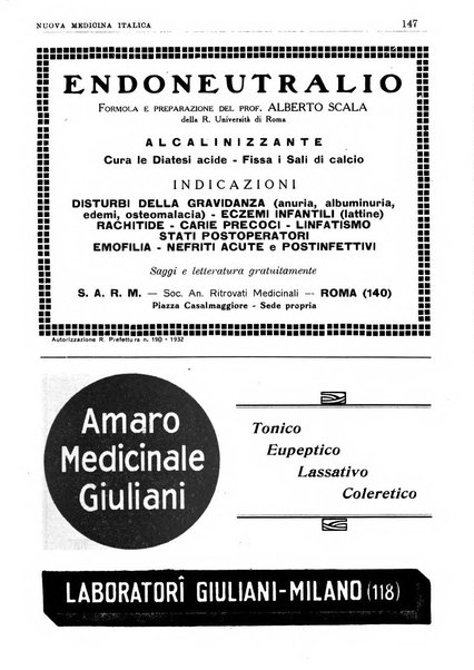 Nuova medicina italica rivista di medicina, scienze affini e problemi professionali