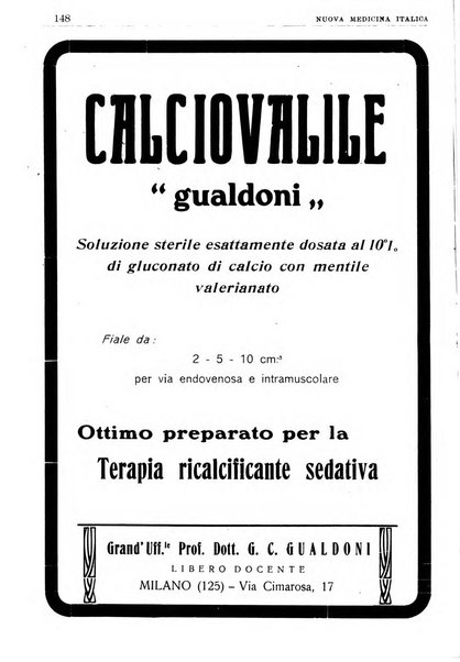 Nuova medicina italica rivista di medicina, scienze affini e problemi professionali