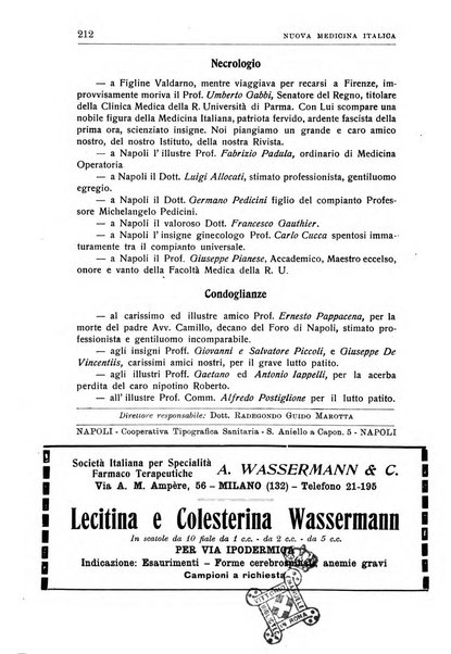 Nuova medicina italica rivista di medicina, scienze affini e problemi professionali