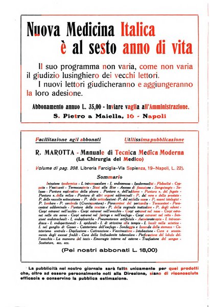 Nuova medicina italica rivista di medicina, scienze affini e problemi professionali