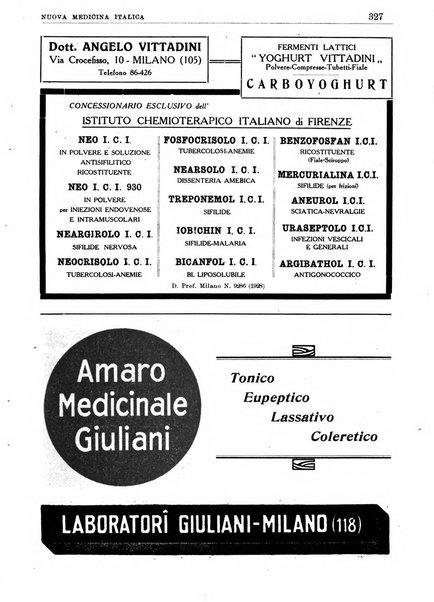 Nuova medicina italica rivista di medicina, scienze affini e problemi professionali