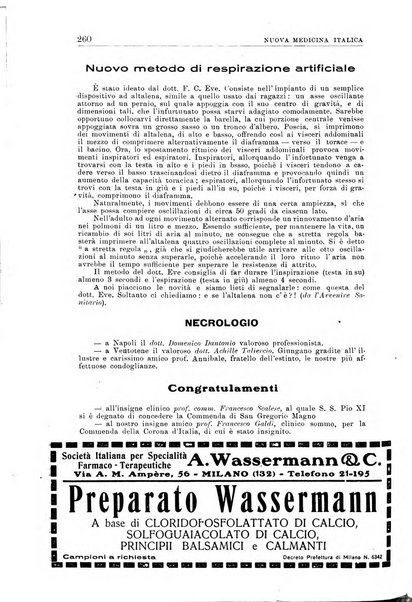 Nuova medicina italica rivista di medicina, scienze affini e problemi professionali