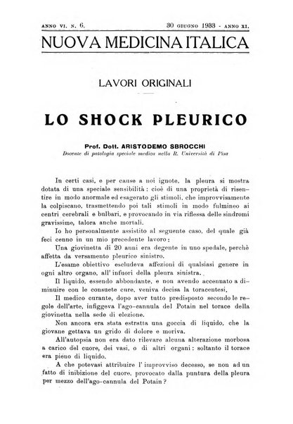 Nuova medicina italica rivista di medicina, scienze affini e problemi professionali