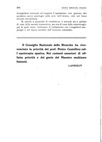 Nuova medicina italica rivista di medicina, scienze affini e problemi professionali