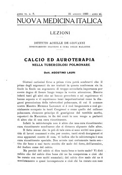 Nuova medicina italica rivista di medicina, scienze affini e problemi professionali