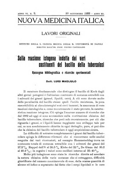 Nuova medicina italica rivista di medicina, scienze affini e problemi professionali