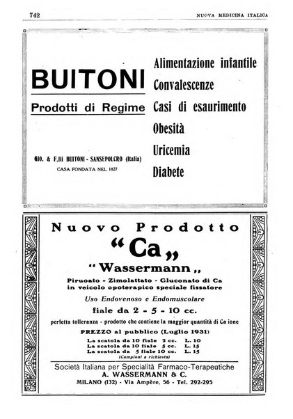 Nuova medicina italica rivista di medicina, scienze affini e problemi professionali