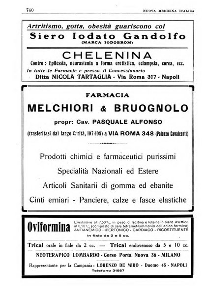 Nuova medicina italica rivista di medicina, scienze affini e problemi professionali