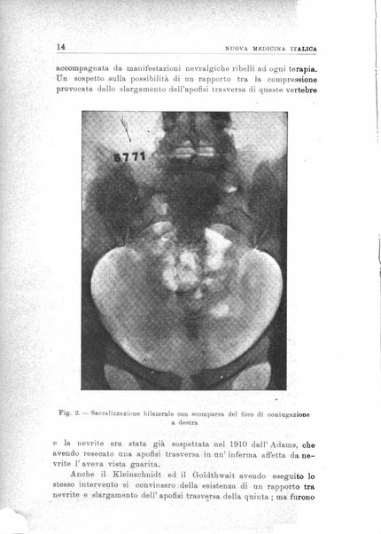 Nuova medicina italica rivista di medicina, scienze affini e problemi professionali