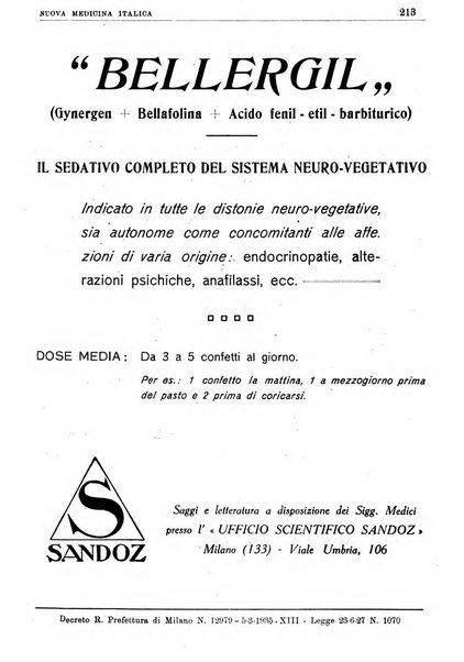 Nuova medicina italica rivista di medicina, scienze affini e problemi professionali