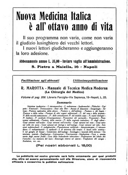 Nuova medicina italica rivista di medicina, scienze affini e problemi professionali