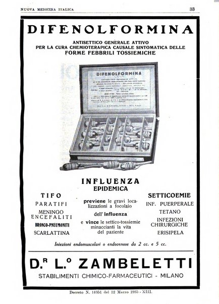 Nuova medicina italica rivista di medicina, scienze affini e problemi professionali