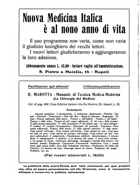 Nuova medicina italica rivista di medicina, scienze affini e problemi professionali