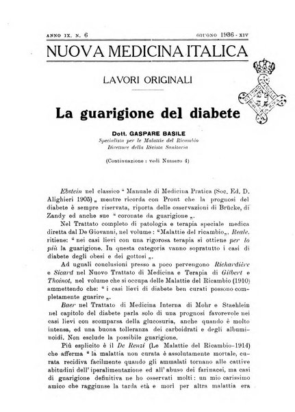 Nuova medicina italica rivista di medicina, scienze affini e problemi professionali