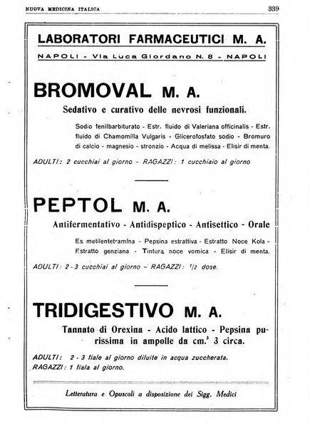 Nuova medicina italica rivista di medicina, scienze affini e problemi professionali