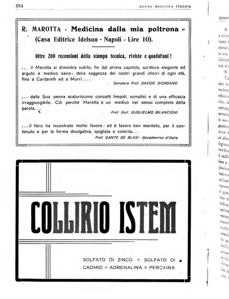 Nuova medicina italica rivista di medicina, scienze affini e problemi professionali